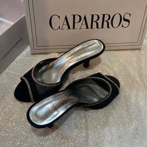 Caparros 6 1/2 m high heel dress shoes black with studs